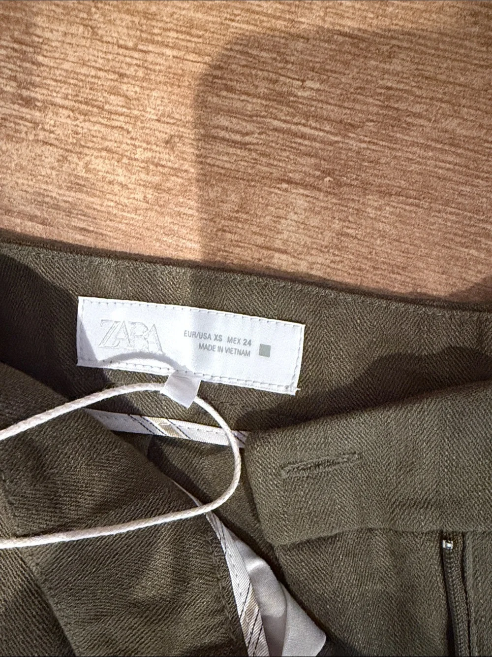 ZARA linen wide-Leg Olive Green Women's Trousers
